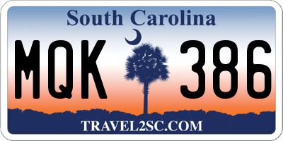 SC license plate MQK386