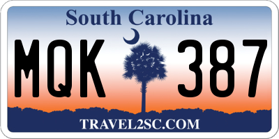 SC license plate MQK387