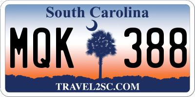 SC license plate MQK388