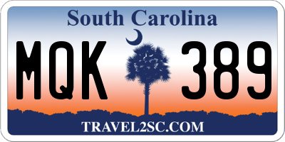 SC license plate MQK389