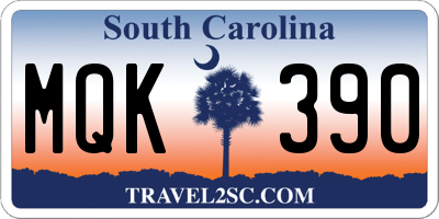 SC license plate MQK390
