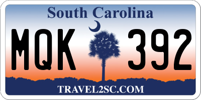 SC license plate MQK392