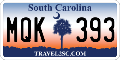 SC license plate MQK393