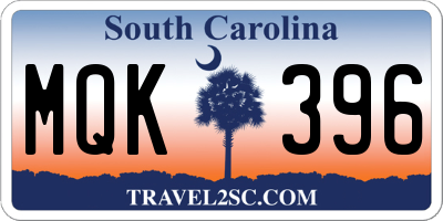SC license plate MQK396