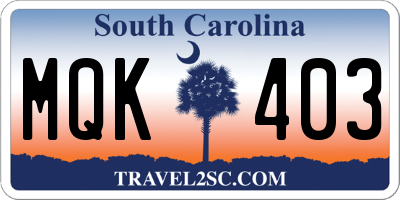 SC license plate MQK403