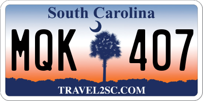 SC license plate MQK407