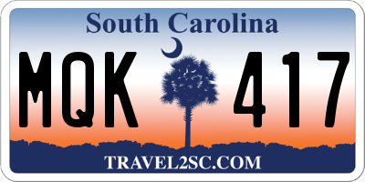 SC license plate MQK417