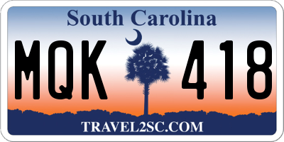 SC license plate MQK418