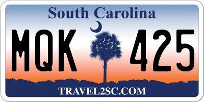 SC license plate MQK425