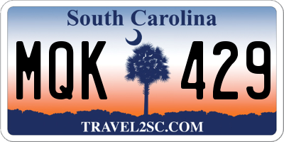 SC license plate MQK429