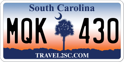 SC license plate MQK430