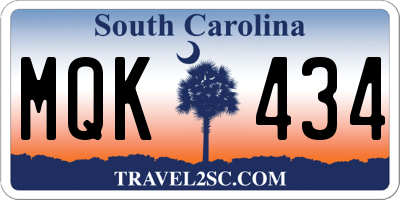 SC license plate MQK434