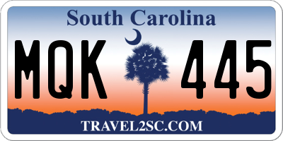 SC license plate MQK445