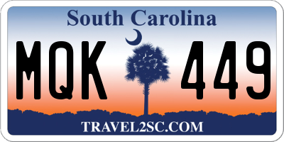 SC license plate MQK449