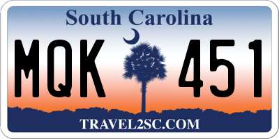 SC license plate MQK451