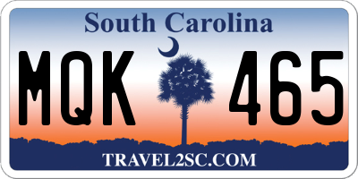 SC license plate MQK465