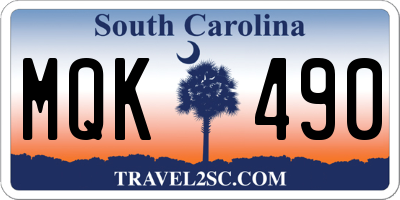 SC license plate MQK490