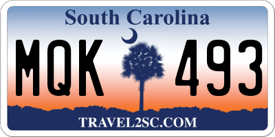 SC license plate MQK493