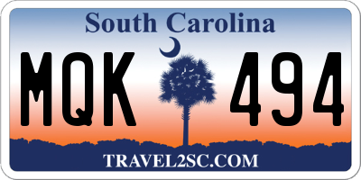 SC license plate MQK494