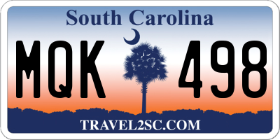 SC license plate MQK498