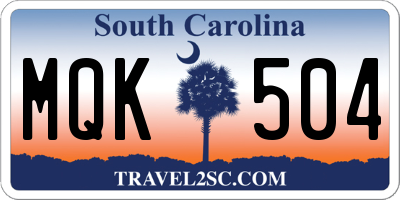 SC license plate MQK504