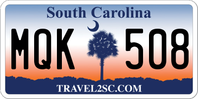 SC license plate MQK508