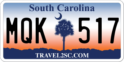 SC license plate MQK517