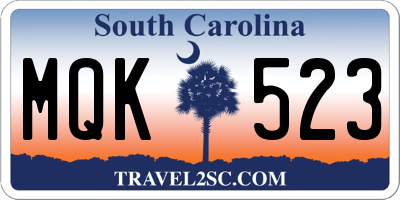 SC license plate MQK523