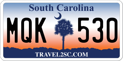 SC license plate MQK530