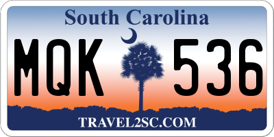 SC license plate MQK536