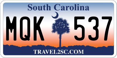 SC license plate MQK537