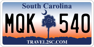 SC license plate MQK540
