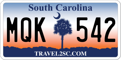 SC license plate MQK542