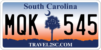 SC license plate MQK545