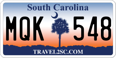 SC license plate MQK548