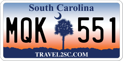 SC license plate MQK551