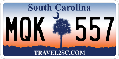 SC license plate MQK557