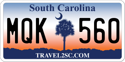 SC license plate MQK560