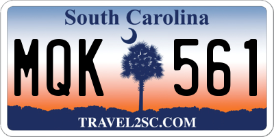 SC license plate MQK561