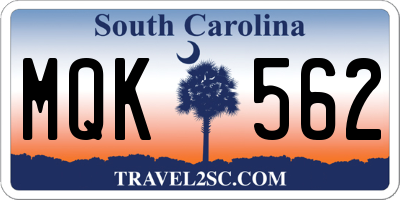 SC license plate MQK562