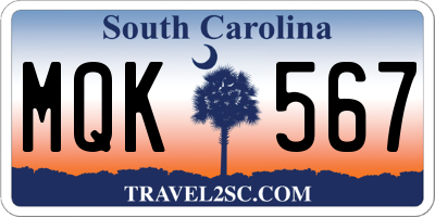 SC license plate MQK567