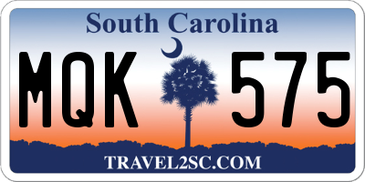 SC license plate MQK575