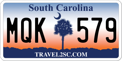 SC license plate MQK579