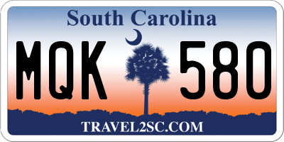 SC license plate MQK580