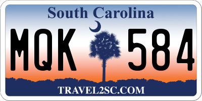 SC license plate MQK584