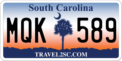 SC license plate MQK589