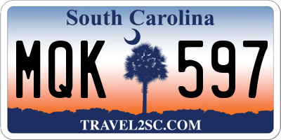 SC license plate MQK597
