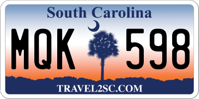 SC license plate MQK598