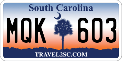 SC license plate MQK603