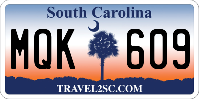 SC license plate MQK609